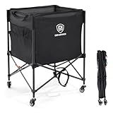 EVER ADVANCED Carrinho De Armazenamento De Bolas Com Rodas Bloqueáveis 84 X 58 Cm Organizador De Equipamentos Esportivos De Garagem Dobrável Para Vôlei Basquete Tênis Armazenamento De Brinquedos 