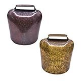 EXCEART Acessórios De Latão 2Pcs Pequeno Sino De Bronze Do Cavalo Vaca Ovelhas Pastando Sinos De Cobre Gado Fazenda Animal Alto Bronze Sinos Pet Anti Acessórios Sino 62G Relógio De Parede