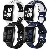 EXCHAR Pulseira Esportiva Compatível Com App Le Watch Band 40 Mm Series 6 5 4 Pulseira De Substituição De Silicone Macio Respirável Feminina E Masculina Para IWatch 38 Mm Series 3 2 1 Nike Todos Os Vários Estilos S M Pacote Com 4