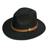 Exclusivo Chapéu Fedora De Feltro Aba Média Faixa De Couro