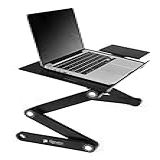 Executive Office Solutions Mesa Portátil Ajustável De Alumínio Para Laptop Suporte Mesa Ventilada Com Ventiladores De CPU Mouse Pad Montagem Lateral Notebook MacBook Leve Ergonômico TV Cama Bandeja De Colo Stand Up Sentado Preto