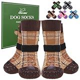 EXPAWLORER Meias Para Cães Para Evitar Lamber Patas- 4 Peças De Meias Antiderrapantes De Dupla Face Com Garras- Pegadores De Sapatos De Cachorro Para Pisos De Madeira- Botas Para Cães Pequenos- Médios