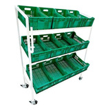 Expositor De Frutas Com Rodas E 12 Caixas Hortifruti Inclusas Cor Verde Sombrisul