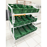 Expositor Hortifruti Suporte Sacola Com 12 Caixas P Frutas