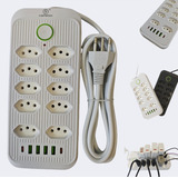 Extensão 10 Tomadas E 4 Usb 1 Tipo C Bivolt Power 110v 220v
