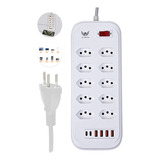 Extensão 10 Tomadas E 4 Usb 2 Tipo C 3 M Filtro De Linha