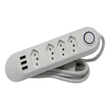 Extensão 4 Tomadas 3 Usb 2 1a Carregador Celular Interruptor Cor Branco 127v 220v