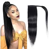 Extensão De Rabo De Cavalo Liso Para Cabelo Humano Com Cor Natural Colar Mágico Rabo De Cavalo 100 Cabelo Humano Remy Extensões De Cabelo Liso Peça única 50 Cm