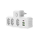 Extensão De Tomada Régua Tomada Régua De Energia 3 Tomadas 2 Entradas Usb 1 Entrada Tipo C Suporte A Tensão De 110 220V Potência De 2500W Branco 