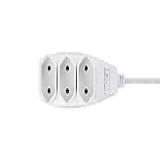 Extensão Elétrica 10A Branca De 3 Tomadas Bipolar Com Cabo De 3m Multicraft EXT3TBI3M