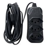 Extensão Elétrica 3 Metros Bivolt Preto 3 Tomada Tripolar
