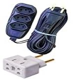 Extensão Elétrica 3 Metros E 3 Entradas Mais Adapatador Tomada Bob Esponja Benjamin 10A 20A Plug Pino Grosso E Fino Plugue T Bivolt SHACK