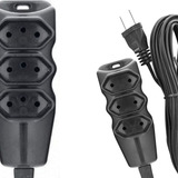 Extensão Elétrica 5 Metros Bivolt Preto 3 Tomada Tripolar