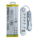 Extensão Elétrica 5 Tomadas E 3 Usb Filtro De Linha Régua 2m