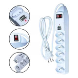 Extensão Elétrica 6 Tomadas C 2 Porta Usb 1 5m Branco Knup