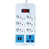Extensão Eletrica C Interruptor Indivual 4 Entradas E 2 Usb