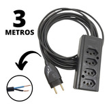 Extensão Quadrupla De Geladeira Cabo Pp 2x1 50mm De 3 Metros Cor Preto 127v 220v