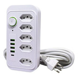 Extensão Régua 5 Tomadas E 4 Usb 1 Pd Bivolt Power 110v 220v