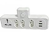 Extensão Tomada Régua De Energia Adaptador De Tomada 4 Tomadas 2 Interfaces USB 1 Porta USB Tipo C Bivolt Suporta Tensão 110 220V Potência De 2500W Carregamento Inteligente Proteção Anti Chamas