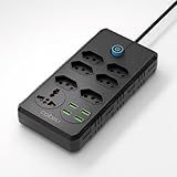 Extensão Tomada Régua Tomada Régua De Energia 6 Tomadas 4 Interfaces USB 1 Tomada Universal Cabo De Alimentação De 1 9 Metros Suporte A Tensão De 110 220V Potência De 2500W Preto