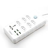 Extensão Tomada Régua Tomada Régua De Energia 6 Tomadas 4 Interfaces USB 1 Tomada Universal Cabo De Alimentação De 5 Metros Suporte A Tensão De 110 220V Potência De 2500W Branco