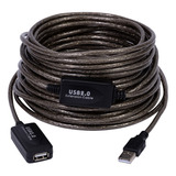 Extensão Usb 2 0 Ativo 25 Metros Extensor Macho X Femea Cor Preto