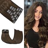 Extensões De Cabelo Humano Com Clipe Cabelo Humano Remy Natural Extensões De Cabelo Marrom Chocolate 14 Polegadas 120 Gramas 7 Peças Prendedor Liso Sedoso Em Cabelo Humano Trançado Duplo Cabelo Grosso