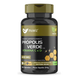 Extrato De Própolis Verde   Vitaminas C E D   60 Cápsulas 400mg   Muwiz