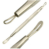 Extrator Cravos Comedões Cureta Alça Dupla Aço Inox Kit 3 Un