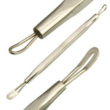 Extrator Cravos Comedões Cureta Alça Dupla Aço Inox Kit 3 Un