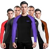 Exxact Sports BJJ Rash Guard Jiu Jitsu Manga Comprida Compressão Classificada No Gi Jiu Jitsu Rash Guard Masculino Para MMA Luta Livre Preto Roxo XX Large