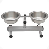 Ezoo Comedor Duplo Pote Alumínio Regulável Cor Branco 600ml