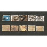 F7058 Brasil 1850 Império 5 Selos Verticais coloridos dentea