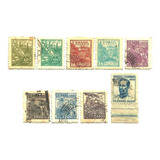 F7540 Brasil 1943 9 Selos Netinha Filigrana P Correio Brasil