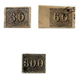 F7587 Brasil 1850 Império 3 Selos Verticais Promoção
