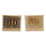 F7592 Brasil 1850 Império Selo Vertical 30 Réis 