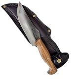 Faca Artesanal Para Churrasco- Lâmina De Aço Carbono 12-7 Cm- Cabo Em Madeira Nobre- Com Bainha De Couro