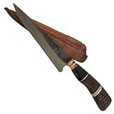 Faca Artesanal Para Churrasco 7 Polegadas- Aço Carbono 1070- Cabo Natural Artesanal- Com Bainha Em Couro- 29-5cm