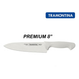 Faca Chef Tramontina Premium Lâmina Aço Inox Cabo Branco 8