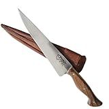 Faca Churrasco Artesanal FACAS FR Aço Carbono Full Tang Com Cabo De Madeira Nobre E Bainha De Couro - Corte Preciso E Durabilidade Superior