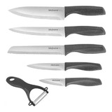 Faca De Cozinha Jogo C 5 Peças Descasca Frutas Legumes