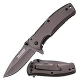 Faca Dobrável TF-848-MC Tac Force TF-848 Spring Assist- Lâmina De Borda Reta De Titânio Cinza- Cabo Cinza