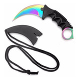 Faca Karambit Cs Go Rainbow Preta Afiado Bainha E Cordão