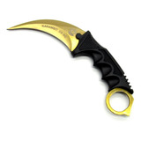 Faca Karambit Tatica Combate Fulltang Treino Dourada Gold