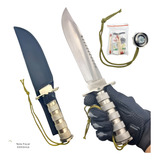 Faca Rambo Prata Combate Militar Sobrevivência C kit Socorro