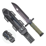 Faca Sobrevivência Albatroz F 2518b 17 5 Cm Com Bússola E Pederneira Cor Preto verde