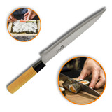 Faca Sushi Japonesa Inox 8 Wellmix Com Cabo De Madeira