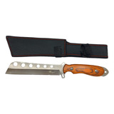 Facão Esportivo Em Aço Inox Cabo Em Madeira E Bainha 33cm