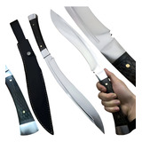 Facão Nepal Kukri 5 8mm Dorso Fulltang Caça com Bainha Couro