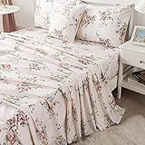 FADFAY Conjunto De Lençóis Florais Rosa Doce Conjunto De Lençóis Florais King Romântico Surrado Roupa De Cama Vintage Elegante De Algodão Super Macio Com Bolso Profundo Lençol De Elástico 4 Peças Tamanho King